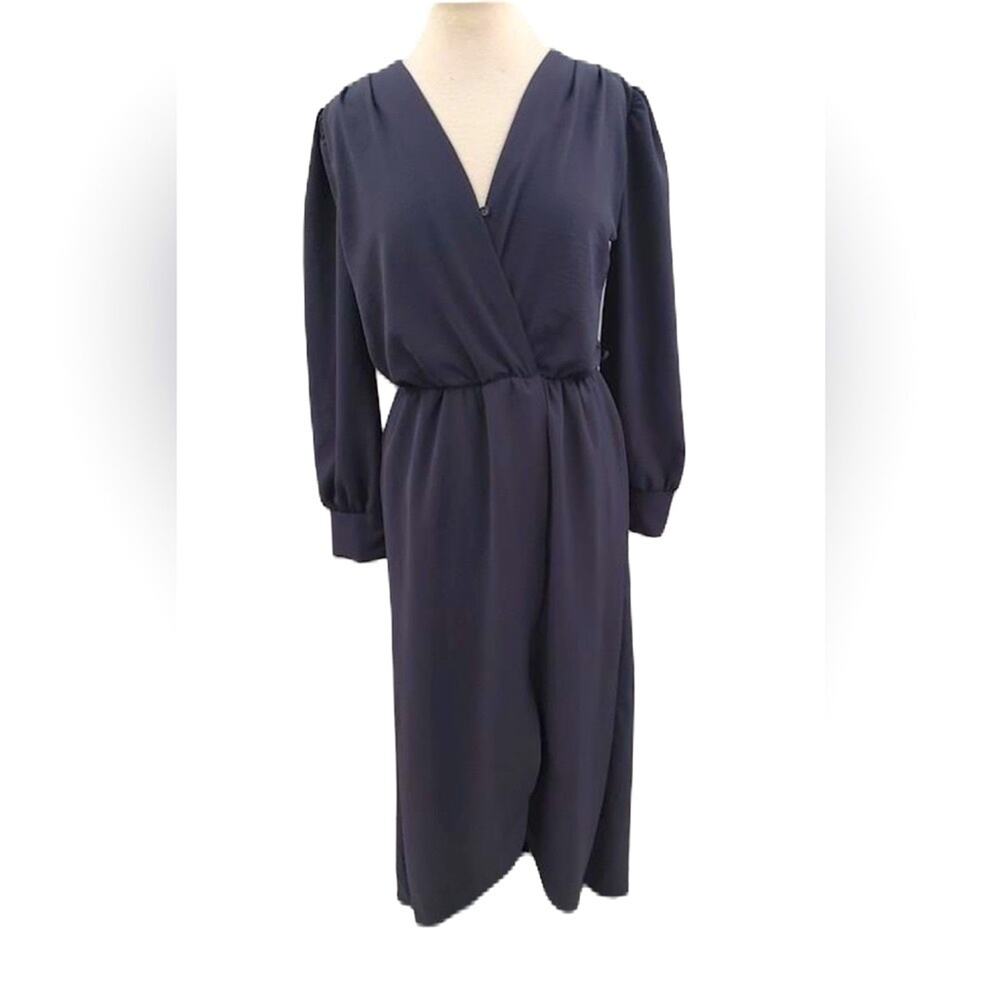 NEW Fraiche by J Long Sleeve Faux Wrap Dress Size M - Picture 2 of 5